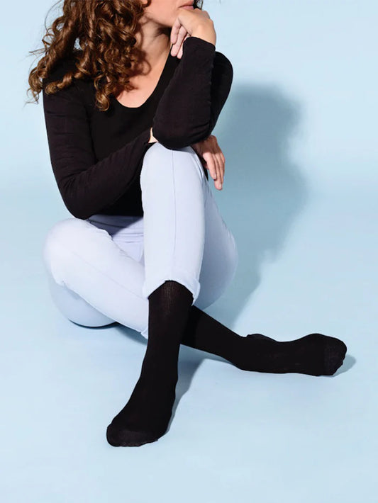 Støttestrømpe svart bomull