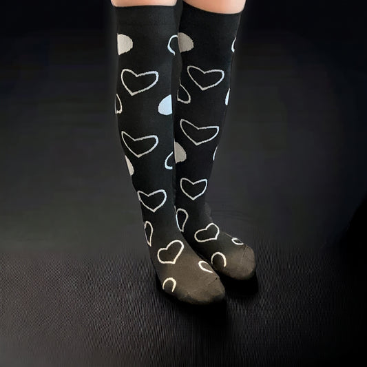 Support stocking black/white heart